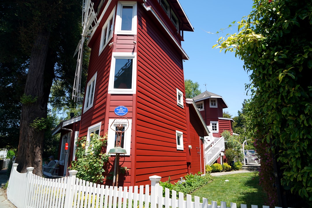 Capitola California beach - red and white wooden house