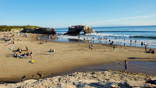 Santa Cruz California beach - many people are on the beach near the water