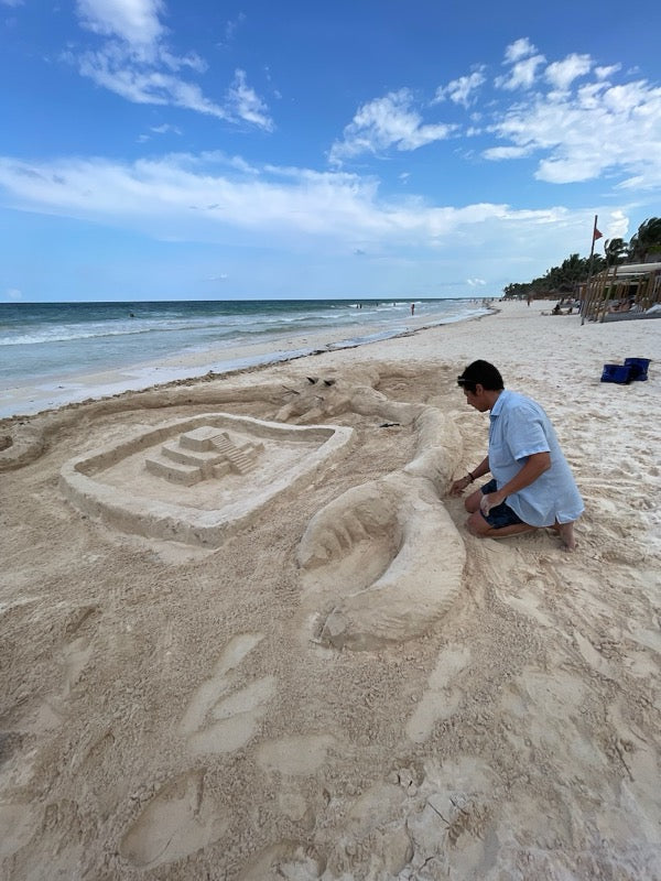 Lobster sandcastle in Tulum
