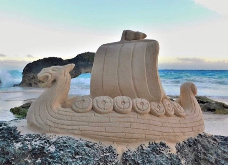 Viking ship with dragon