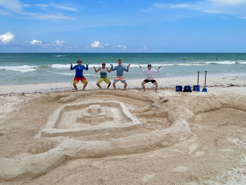 Lobster sandcastle in Tulum